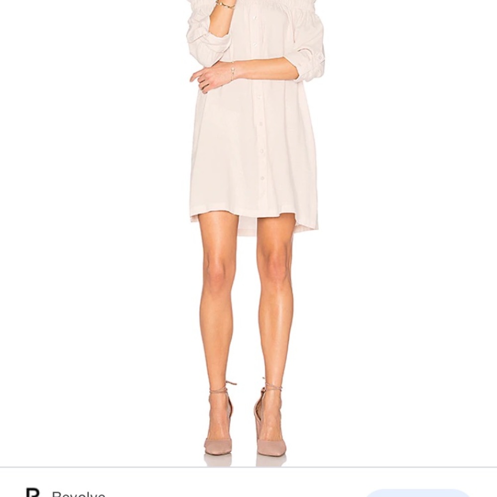 Business Class Off Shoulder Dress in Beige